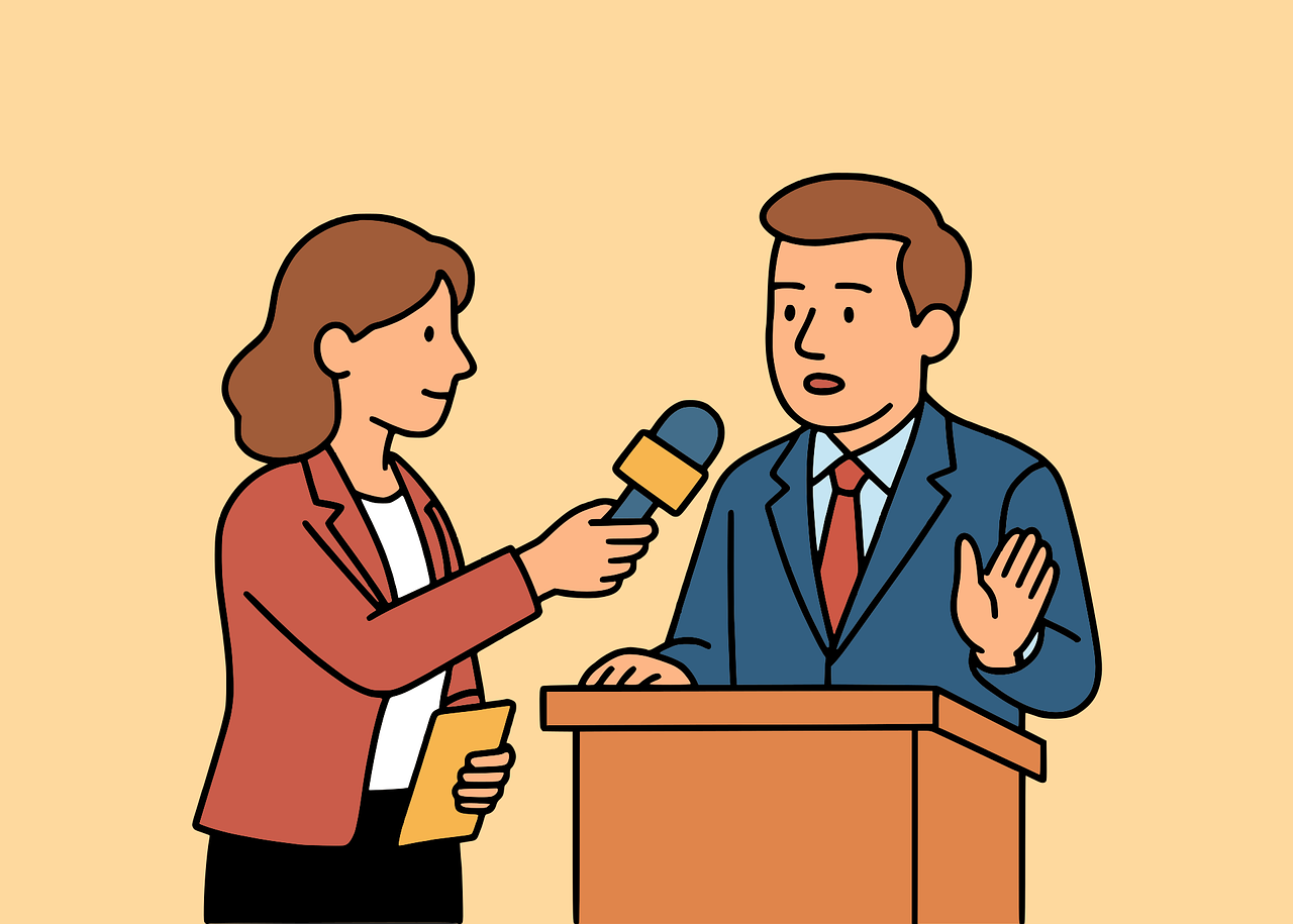 Ilustrasi wartawan sedang wawancara